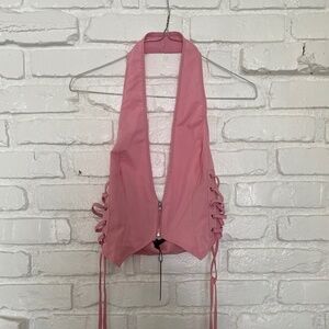 Pretty Little Thing Pink Cargo Lace up Crop Top